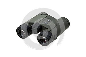 Modern binoculars. An optical instrument for observation at long distances. Isolate on a white back