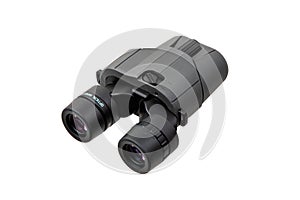 Modern binoculars. An optical instrument for observation at long distances. Isolate on a white back