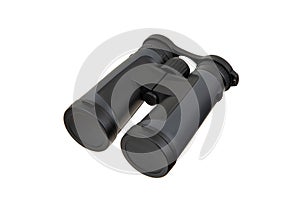 Modern binoculars. An optical instrument for observation at long distances. Isolate on a white back