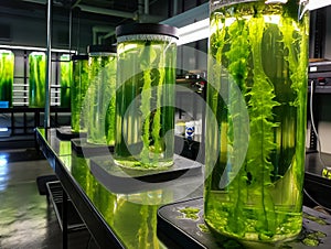 Modern Biotechnology Laboratory with Algae Cultivation