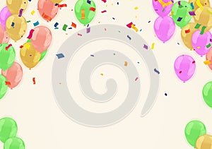Modern birthday background Colorful  balloon with and confetti