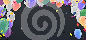 Modern birthday background Colorful  balloon with and confetti