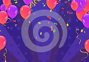 Modern birthday background Colorful  balloon with and confetti