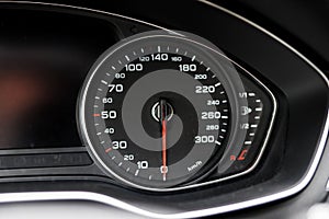 Modern black car instrument panel