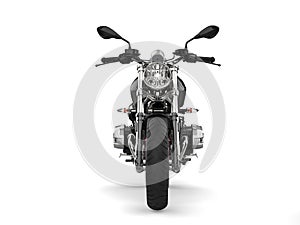 Modern black chopper motorcycle - front view