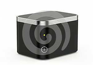 Modern black compact network storage device with single indicator light