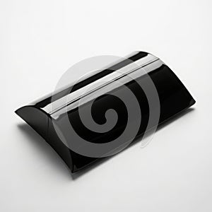 Sleek black computer mouse on white background isolated on white background