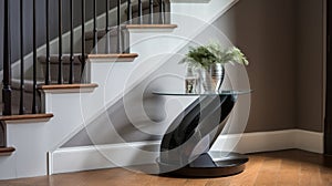 Modern Black Curved Side Table In London Staircase Design