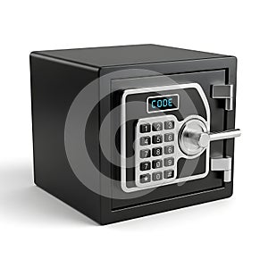 Modern black digital safe with keypad and handle