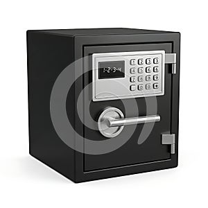 Modern black digital safe with silver handle and keypad