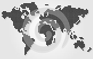 Modern black dotted world map, vector illustration