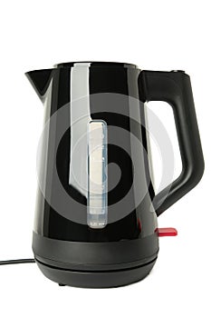 Modern black electric kettle isolated on white background