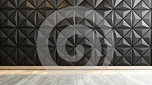 Modern black geometric wall paneling interior design