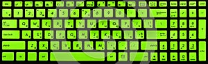 Modern black and green laptop keyboard