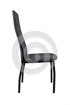 Modern black grey chair isolated on white background. Side view