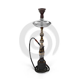 Modern black hookah isolated on white. 3D illustration