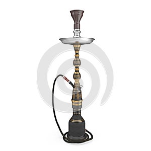 Modern black hookah isolated on white. 3D illustration