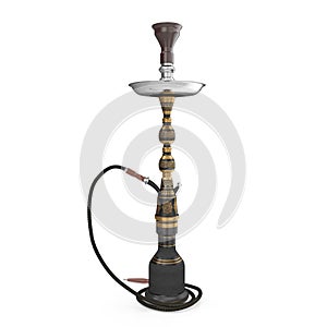 Modern black hookah isolated on white. 3D illustration