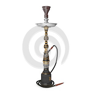 Modern black hookah isolated on white. 3D illustration