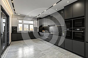 Modern black interior empty room