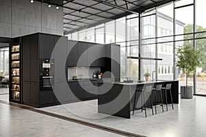 Modern black interior empty room