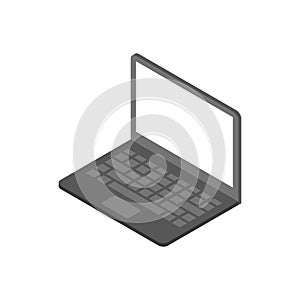 Modern black laptop pc isometric design 3d vector illustration. Notebook electronic device