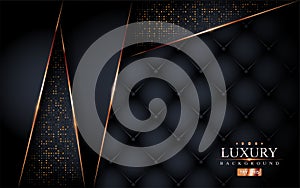 Modern black luxury leather background with golden lines element. Graphic design element