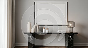 Modern Console Table with Decor and Blank Frame