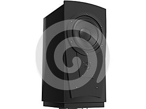 Modern black mid range speaker - side view