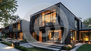 Modern Black Modular Homes at Twilight. Concept Architecture, Design, Twilight, Black Homes,