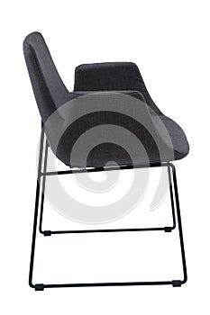 Modern black office chair with armrests isolated on white background. Comfort office armchair, front view.