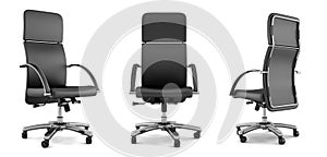 Modern black office chair on white