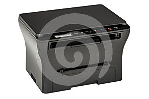 Modern black office multifunction printer MFP, 3D rendering