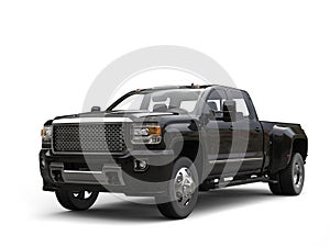 Modern black pickup truck - isolated on white photo