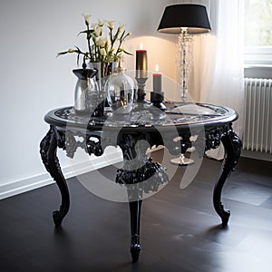A modern black Platine table, in modern black home