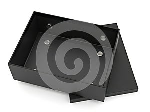 Modern black rectangular storage box isolated on white background