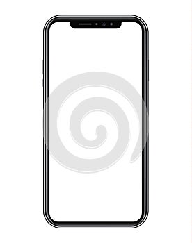 Modern black smart phone on white background