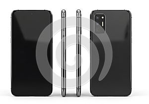 Modern black smartphone from multiple angles