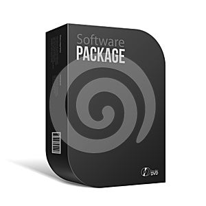 Modern Black Software Package Box With Rounded Corners photo