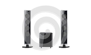 Modern black speaker system on white background