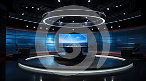 Modern black TV News Studio