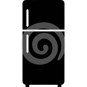 Modern black twodoor refrigerator with sleek design and clean lines standing in a kitchen setting