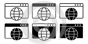 Web Browser Black Icon Bundle for Internet Surfing and Online Search