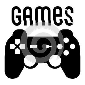 Modern black and white background for games streaming. Game backdrop with gamepad. Vector