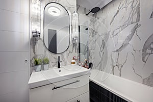 Modern black and white bathroom