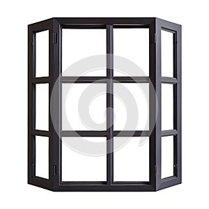 Modern Black Window Frame Design on White Background (Generative AI)