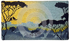 Modern Black Yellow scenery printed zute doormat with trees