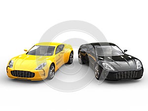Modern black and yellow sportscars photo