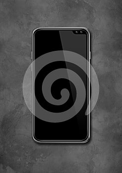 Modern blank smartphone mockup on concrete desk. 3D render