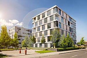 Modern block of flats with blue sky